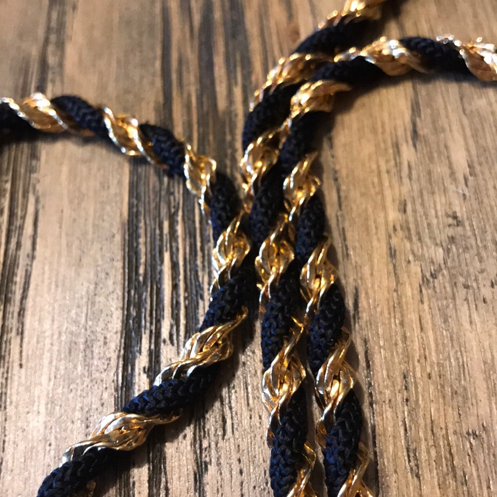 Retro Long vintage Napier black & gold rope necklace